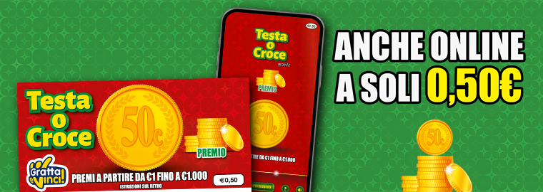 Testa o Croce da 0,50€ online: gioca qui al Gratta e Vinci Gratta e Vinci